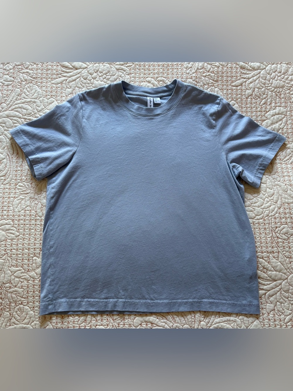 & Other Stories Cotton Crewneck Tee Shirt in Soft Light Blue